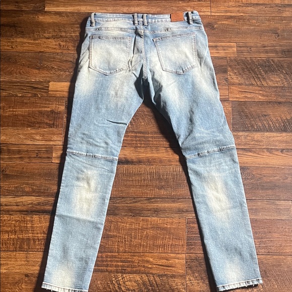 Distressed Light Blue Men's Jeans - Picture 2 of 5